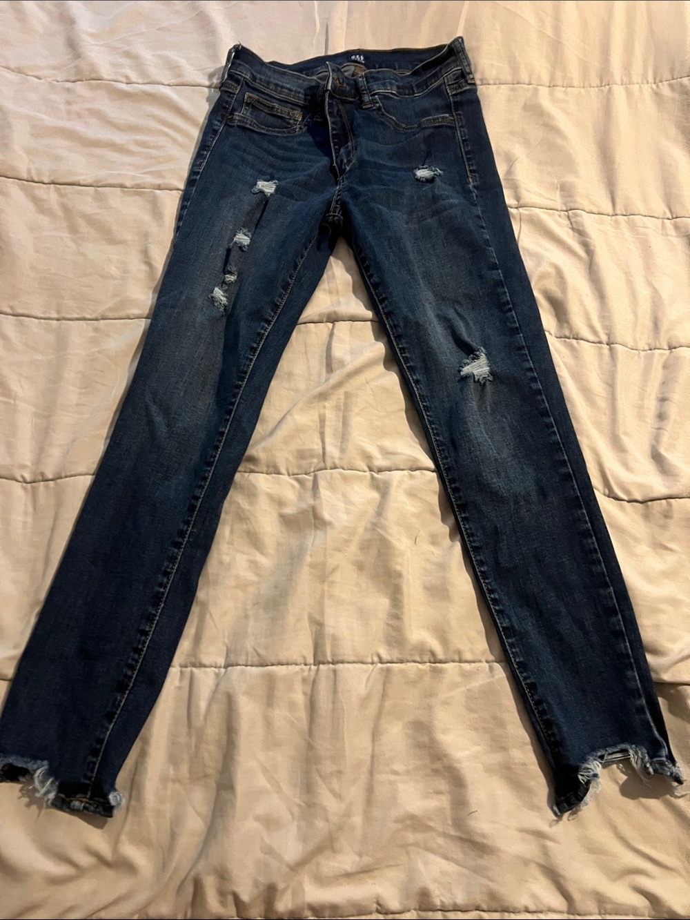 GAP Dark Blue Skinny Distressed Jeans